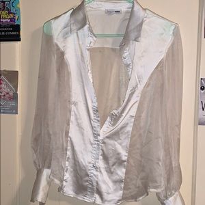 White mesh button up